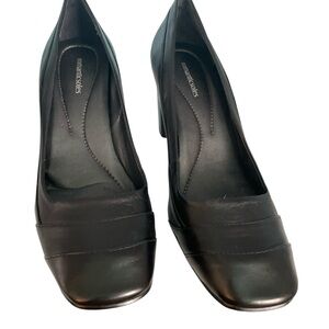 Wide toe box Black Heels with Square Toe Design leather new made Brazil leather